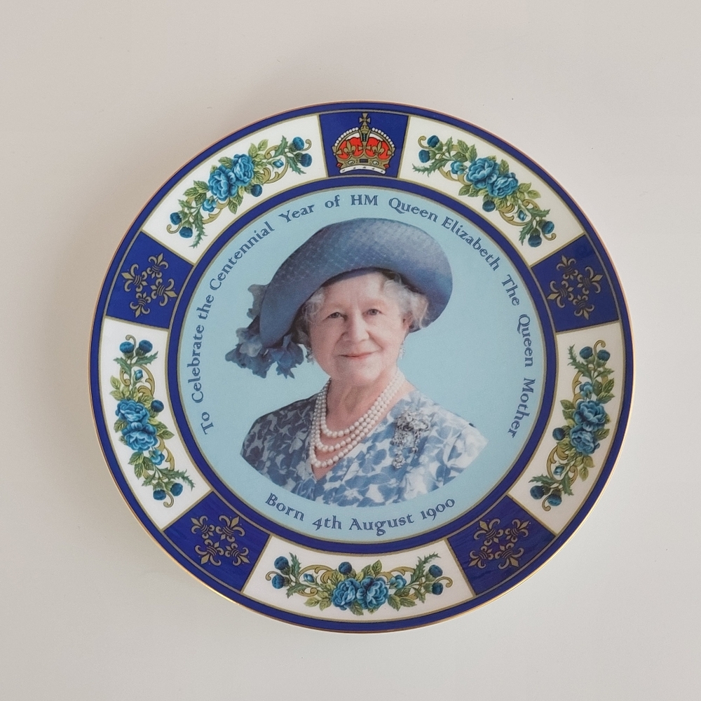 Coalport Bone China Commemorative Plate Queen Mother Royal Memorabilia